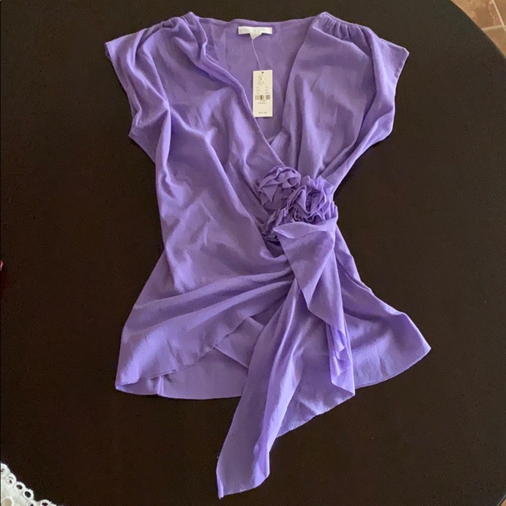 A purple wrap top